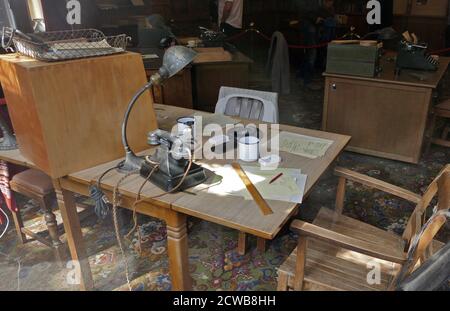 Decoding-Schalter im Bletchley Park, in Milton Keynes (Buckinghamshire), dem wichtigsten Zentrum des alliierten Code-Breaking während des Zweiten Weltkriegs. Stockfoto