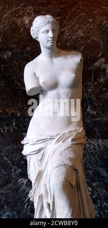 Marmorskulptur von Alexandros von Antiochia, bekannt als Venus de Milo. Alexandros von Antiochia ein griechischer Bildhauer des hellenistischen Zeitalters Stockfoto