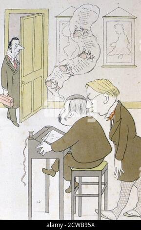 Karikatur mit dem Titel "The Board of Trade" von Max Beerbohm. Sir Henry Maximilian 'Max' Beerbohm (1872-1956) ein englischer Essayist, Parodist und Karikaturist Stockfoto
