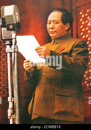 Mao Zedong die Verkündigung der Gründung der Volksrepublik China am 1. Oktober 1949. Stockfoto