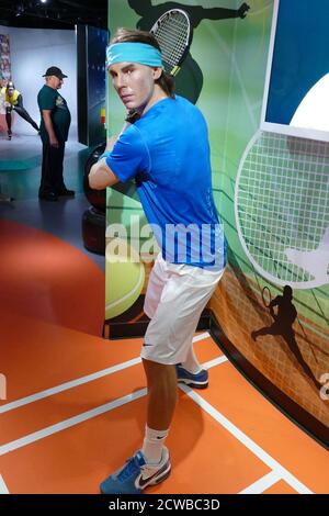 Wachsfigur mit Rafael Nadal (geboren am 3. Juni 1986); spanischer Profi-Tennisspieler Stockfoto