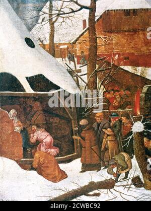 Ein Gemälde von Pieter Brueghel dem Jüngeren mit dem Titel 'die Anbetung der Könige' (Ausschnitt), c1584-1638. Private Sammlung. Stockfoto