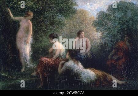 Ein Gemälde des französischen Künstlers Henri Fantin-Latour mit dem Titel 'Arcadia, Woman Bathing', 1836-1904. Stockfoto