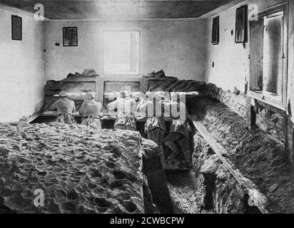 Deutsche Verteidigungsposition auf der Weichsel, Polen, erster Weltkrieg, 1915. Ein Foto aus dem Großen Krieg in Bildern. Der Fotograf ist unbekannt. Stockfoto