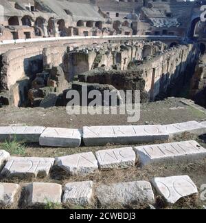 Kolosseum, Rom. Das Kolosseum oder Kolosseum, ursprünglich als Flavian Amphitheater bekannt, ist ein riesiges Amphitheater im Zentrum der Stadt Rom. Der Fotograf ist unbekannt. Stockfoto