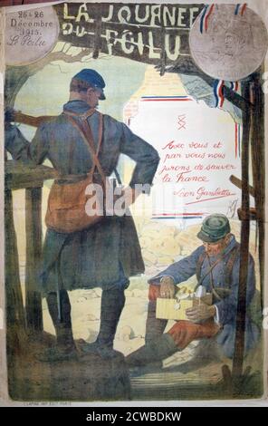 Journee du Poilu 25 et 26 Decembre 1915', Plakat zum Ersten Weltkrieg, 1915. 'Poilu' war der Spitzname, den der französische Infanteriesoldat des Ersten Weltkriegs erhielt, das Äquivalent des britischen 'Tommy'. Der Künstler ist unbekannt. Stockfoto