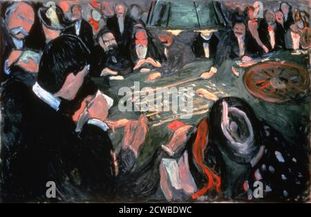 Der Roulettetisch im Monte Carlo', 1903. Künstler: Edvard Munch. Edvard Munch ist ein norwegischer Maler, Expressionist und Drucker. Er spielte eine große Rolle im deutschen Expressionismus. Stockfoto