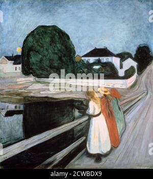 Girls on the Bridge', 1901. Künstler: Edvard Munch. Edvard Munch ist ein norwegischer Maler, Expressionist und Drucker. Er spielte eine große Rolle im deutschen Expressionismus. Stockfoto