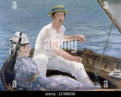 Bootfahren', 1874. Künstler: Edouard Manet. Edouard Manet(1832-1883) war ein französischer Maler der Moderne. Er war einer der ersten Künstler des 19. Jahrhunderts, der das moderne Leben malte. Stockfoto