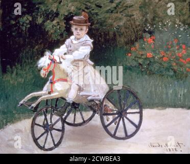 Jean Monet auf einem mechanischen Pferd', 1872. Künstler: Claude Monet. Monet war ein französischer Maler, ein Begründer der französischen Impressionistenmalerei und der konsequenteste und produktivste Praktiker der Bewegungsphilosophie. Stockfoto