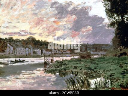 Fluss seine bei Bougival', C1870. Künstler: Claude Monet. Monet war ein französischer Maler, ein Begründer der französischen Impressionistenmalerei und der konsequenteste und produktivste Praktiker der Bewegungsphilosophie. Stockfoto