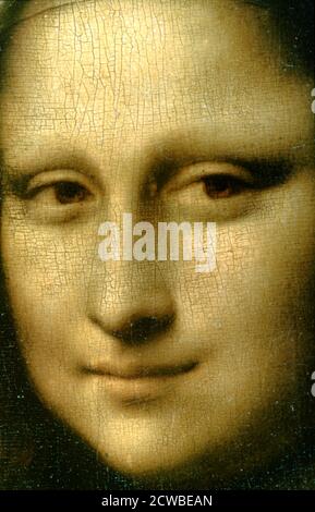 Portrait of Mona Lisa' (Ausschnitt), 1503-1506 Künstler: Leonardo da Vinci. Auch als La Gioconda bekannt, ist die Mona Lisa das berühmteste Gemälde in der westlichen Kunstgeschichte. Stockfoto