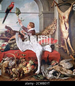 Interior of an Office', c1635. Künstler: Frans Snyders. Frans Snyders (1579-1657) war ein flämischer Maler von Tieren, Jagdszenen, Marktszenen und Stillleben. Stockfoto