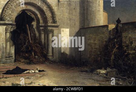The Interdict', 1875 von Jean-Paul Laurens. Vom Musée des Beaux Arts, Le Havre, Frankreich. Stockfoto