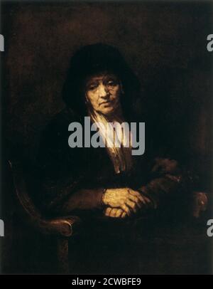 Porträt einer alten Frau', von Rembrandt Harmensz van Rijn, 1654. Von der Eremitage Museum, St. Petersburg, Russland. Stockfoto