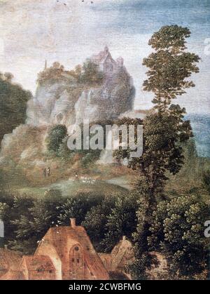 Flight into Egypt', (Detail), c1530-1550. Künstler: Herri met de Bles. Herri met de Bles (1510-1550) war flämischer Landschaftsmaler der Nordrenaissance und des Manierismus. Stockfoto