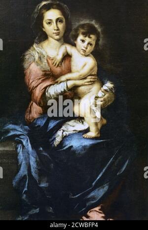 Maria mit dem Kind', c1638-1682. Künstler: Bartolome Esteban Murillo. Bartolome Esteban Murillo (1617-1682) war ein spanischer Barockmaler, der vor allem für seine religiösen Werke bekannt war. Stockfoto