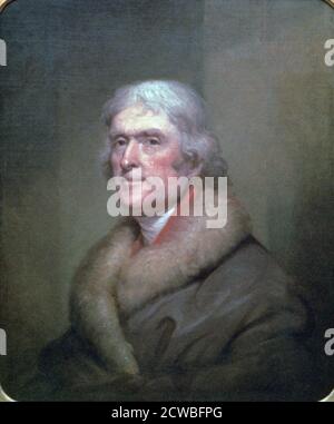 Thomas Jefferson, 1805. Künstler: Rembrandt Peale. Rembrandt Peale (1778-1860) war ein amerikanischer Porträtmaler und Museumswärter. Stockfoto