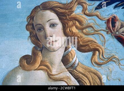 Die Geburt der Venus' (Detail), c1485. Künstler: Sandro Botticelli. Sandro Botticelli war ein italienischer Maler der frühen Renaissance. Er gehörte der Florentiner Schule unter der Schirmherrschaft von Lorenzo de' Medici an. Stockfoto