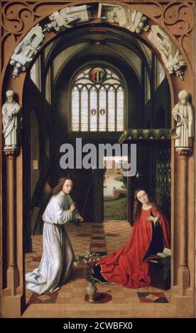 Verkündigung', 1452. Künstler: Petrus Christus. Petrus Christus (1410-1475) war ein frühniederländischer Maler, der ab 1444 in Brügge tätig war, wo er zusammen mit Hans Memling arbeitete. Stockfoto