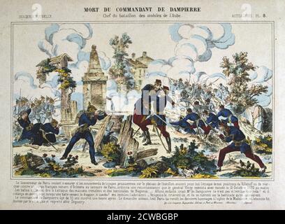 Tod des Kommandanten de Dampierre, Belagerung von Paris, Deutsch-Französischen Krieg, 13. Oktober 1870. Dampierre wurde von Gewehr Feuer getötet, während auf eine Aufklärung zu versuchen Preußischen Truppenbewegungen auf dem Plateau de Chatillon zu ermitteln. Aus einer privaten Sammlung. Stockfoto