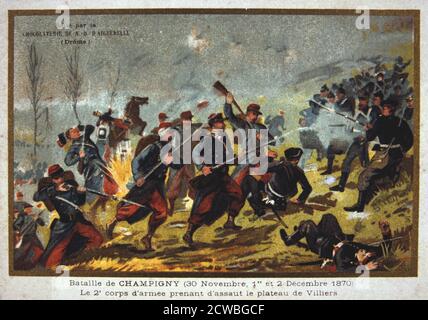 Schlacht von Champigny, Deutsch-Französischen Krieg, 30. November -2. Dezember 1870. Besser bekannt als die Schlacht von Villiers, die Kämpfe bei Champigny war Teil eines erfolglosen Versuch von der Französischen durch die Preußischen Linien während der Belagerung von Paris. Aus einer privaten Sammlung. Stockfoto