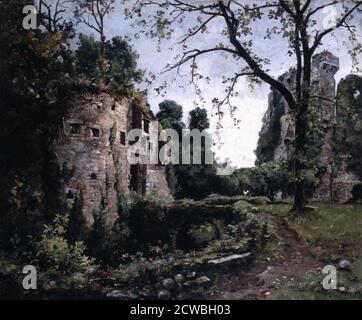 Die Bastion der Elmen' von emmanuel lansyer, 1884. Das Innere des Chateau de Chinon. Aus der Sammlung des Musee Lansyer, Loches, Frankreich. Stockfoto