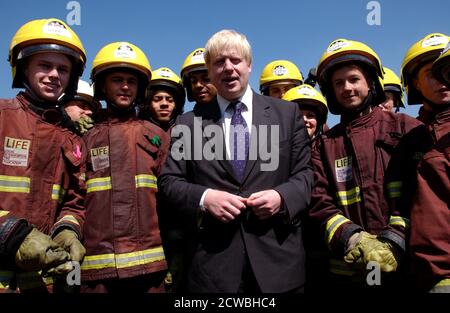 Foto des ehemaligen Bürgermeisters von London, Boris Johnson. Alexander Boris de Pfeffel Johnson (1964-) britischer Politiker, Schriftsteller und ehemaliger Journalist, der seit 2019 als Premierminister des Vereinigten Königreichs und Vorsitzender der Konservativen Partei tätig ist. Von 2016 bis 2018 war er Außenminister und von 2008 bis 2016 Bürgermeister von London. Stockfoto