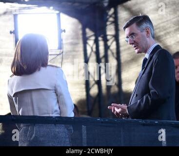 Foto von Jacob Rees-Mogg. Jacob William Rees-Mogg (1969-) ein britischer Politiker, der seit 2019 als Vorsitzender des Unterhauses und Lord President of the Council tätig ist und seit 2010 Mitglied des Parlaments für North East Somerset ist Stockfoto