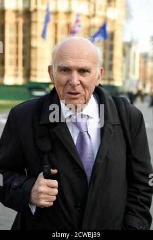 Foto von Vince Cable. Sir John Vincent Cable (1943-) ein britischer Politiker, der von 2017 bis 2019 Führer der Liberaldemokraten war. Von 1997 bis 2015 und von 2017 bis 2019 war er Mitglied des Parlaments für Twickenham. Von 2010 bis 2015 war er Staatssekretär für Wirtschaft, Innovation und Kompetenzen im Kabinett Stockfoto