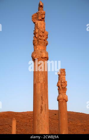 Die Apadana oder Audienzhalle von Persepolis, der zeremoniellen Hauptstadt des Achämeniden-Reiches, in Persien Stockfoto