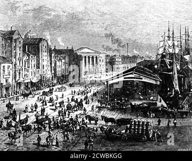 Gravur mit Darstellung der Strand Street, Liverpool. Stockfoto