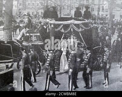 Schwarz-Weiß-Foto der Beerdigung der Königin Mutter der Niederlande, Emma von Waldeck und Pyrmont (1848-1934). Stockfoto