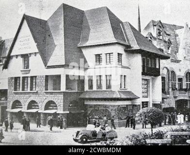 Schwarz-Weiß-Fotografien der Ausstellung Universelle in Paris 1937; Ansicht der Ausstellung vom Palais de Chaillot. Stockfoto