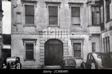 Schwarz-Weiß-Fotografie des Hotels am Seymour-Platz, wo der französische General Charles de Gaulle (1890-1970) in den ersten Tagen nach seiner Ankunft in London im Exil zu Beginn des Vichy-Regimes lebte. Stockfoto