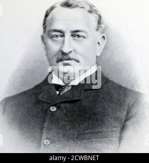 Cecil John Rhodes (5. Juli 1853 - 26. März 1902) war ein britischer Geschäftsmann, Bergbaumagnat und Politiker im südlichen Afrika, der von 1890 bis 1896 als Premierminister der Kapkolonie diente. Stockfoto