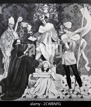 König Heinrich VII. Erteilt John Cabot ein Patent zur Erkundung neuer Länder. 1496. John Cabot (c. 1450 - c. 1500) war ein italienischer Seefahrer und Entdecker. Seine Entdeckung der Küste Nordamerikas im Jahre 1497 unter der kommission von Heinrich VII. Von England ist die früheste bekannte europäische Erforschung der Küste Nordamerikas seit den nordischen Besuchen in Vinland im elften Jahrhundert. Stockfoto