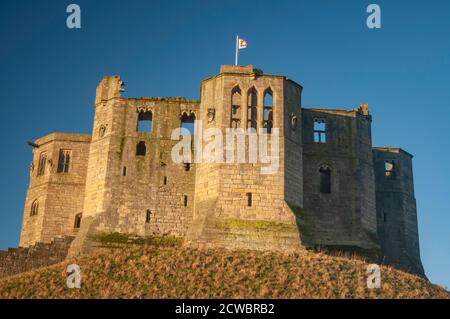 Mittelalterliche Burg Warkworth Warkworth, Morpeth. Northumberland. England, Großbritannien. Stockfoto
