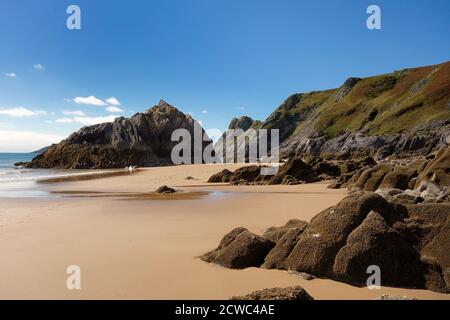 Drei Klippen Bucht, Gower, Wales Stockfoto