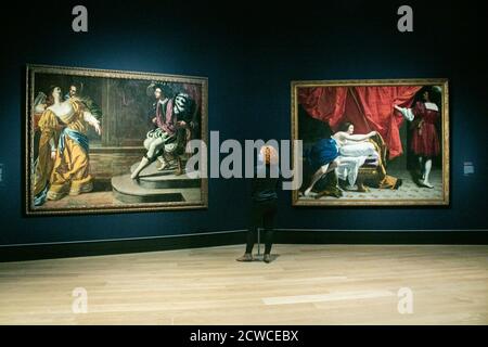 LONDON, Großbritannien, 29. September 2020. Die erste Artemisia-Ausstellung des Werkes von Artemisia Gentileschi (1593-1654), die wegen der Coronavirus Covid-Sperre im Apro verschoben wurde, wird in der Nationalgalerie eröffnet. Die Inspiration dafür ist der Erwerb von 2018 Gentileschis Selbstporträt als Heilige Katharina von Alexandria (um 1615-17), das erste Gemälde des Künstlers, das in eine öffentliche Sammlung in Großbritannien aufgenommen wurde. Die Ausstellung läuft vom 03. Oktober 2020 bis zum 24. Januar 2021 Credit: amer ghazzal/Alamy Live News Stockfoto
