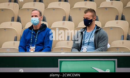 Paris, Frankreich. September 2020. Trainer Michael Geserer während der ersten Runde beim Roland Garros 2020, Grand Slam Tennisturnier, am 29. September 2020 im Roland Garros Stadion in Paris, Frankreich - Foto Rob Prange / Spanien DPPI / DPPI Credit: LM/DPPI/Rob Prange/Alamy Live News Stockfoto