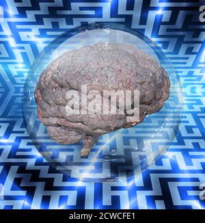 Gehirn in Kristallkugel Stockfoto