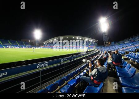 Madrid, Spanien. September 2020. ALLGEMEINE ANSICHT DES STADIONS WÄHREND DER LALIGA, FUSSBALLSPIEL ZWISCHEN GETAFE CLUB FUTBOL UND ECHTE BETIS BALOMPIE IM ALFONSO PEREZ COLISEUM AM 29. SEPTEMBER 2020 IN MADRID, SPANIEN GESPIELT. Quelle: CORDON PRESS/Alamy Live News Stockfoto