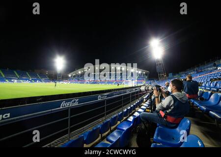 Madrid, Spanien. September 2020. ALLGEMEINE ANSICHT DES STADIONS WÄHREND DER LALIGA, FUSSBALLSPIEL ZWISCHEN GETAFE CLUB FUTBOL UND ECHTE BETIS BALOMPIE IM ALFONSO PEREZ COLISEUM AM 29. SEPTEMBER 2020 IN MADRID, SPANIEN GESPIELT. Quelle: CORDON PRESS/Alamy Live News Stockfoto