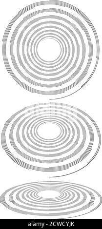 Spiralen, Wirbel, Wirbel in der Perspektive. Spiralförmige Vektorgrafik Stock Vektor