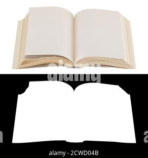 Altes offenes Buch mit leeren Seiten. Stockfoto