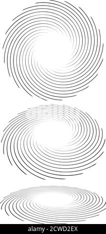 Spiralen, Wirbel, Wirbel in der Perspektive. Spiralförmige Vektorgrafik Stock Vektor