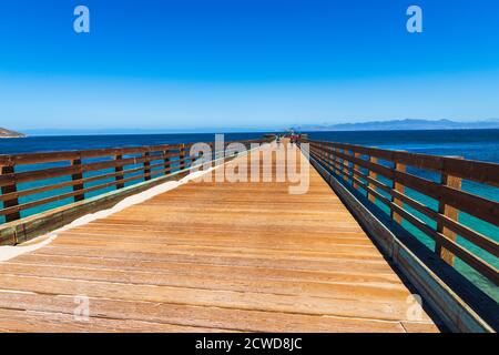 Der Beechers Bay Pier, Santa Rosa Island, Channel Islands National Park, Kalifornien USA Stockfoto