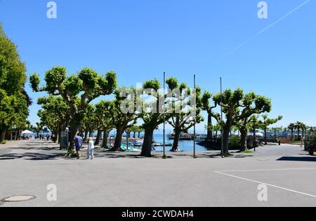 Konstanz, Deutschland - 27. Mai 2020: Stadtgarten Konstanz mit Promenade. Stockfoto