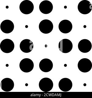 5x5 Kreise Punkte Variation Design. Gepunktete Flecken, Sommersprossen. Kreise Gitter und Netz Stock Vektor
